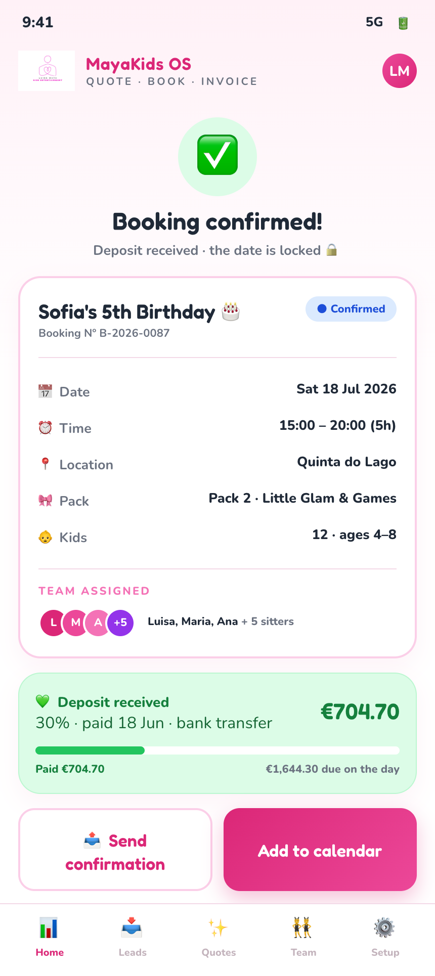 Booking confirmed