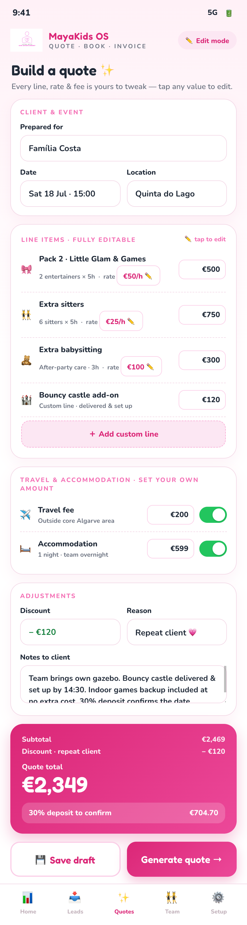 Quote builder